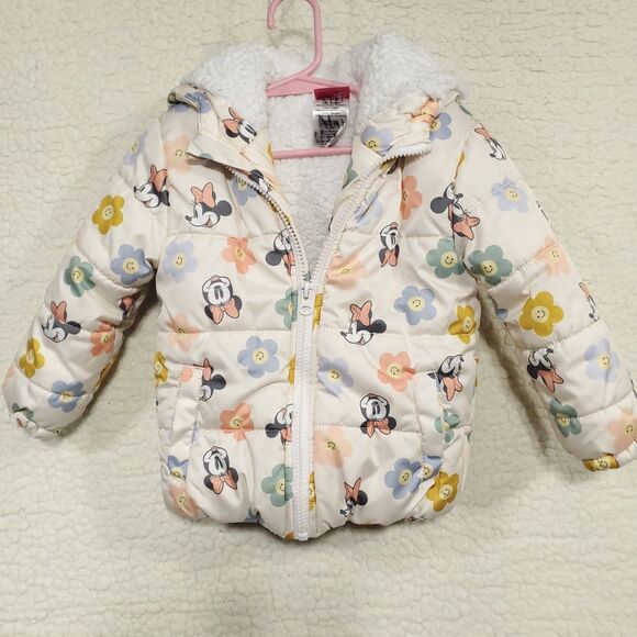 Disney Junior Minnie Mouse Toddler Hooded Fleece Lined Coat Jacket 3T - Picture 2 of 10